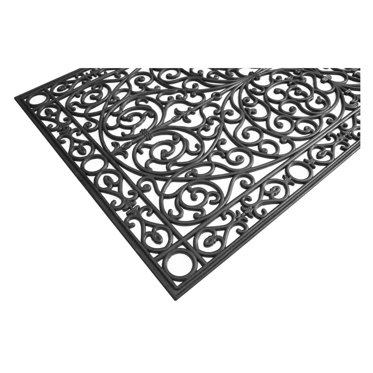 36" X 72" Black Scrollwork Outdoor Rubber Door Mat
