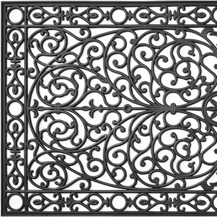 36" X 72" Black Scrollwork Outdoor Rubber Door Mat