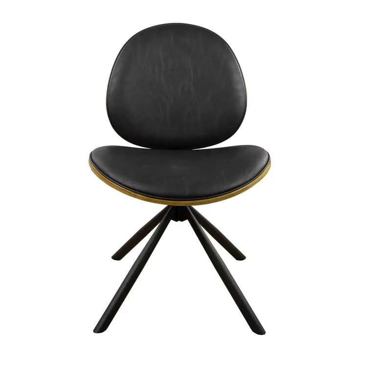 Black Upholstered Faux Leather And Metal Dining Side Chair