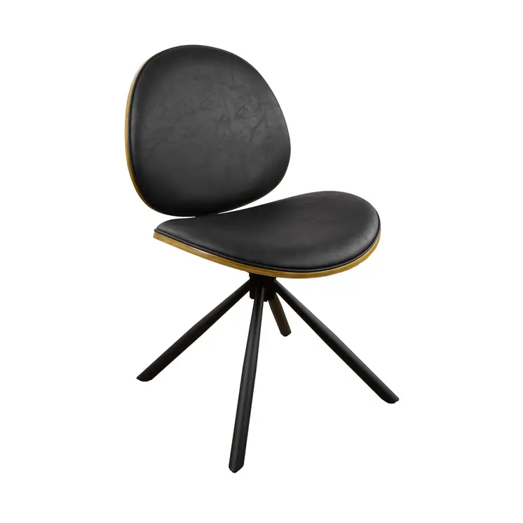 Black Upholstered Faux Leather And Metal Dining Side Chair