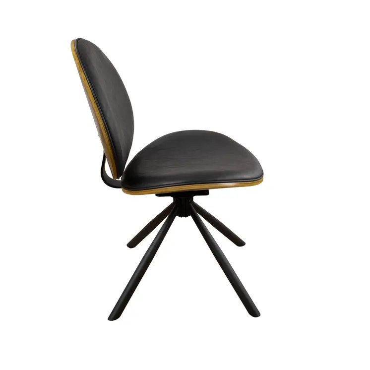Black Upholstered Faux Leather And Metal Dining Side Chair