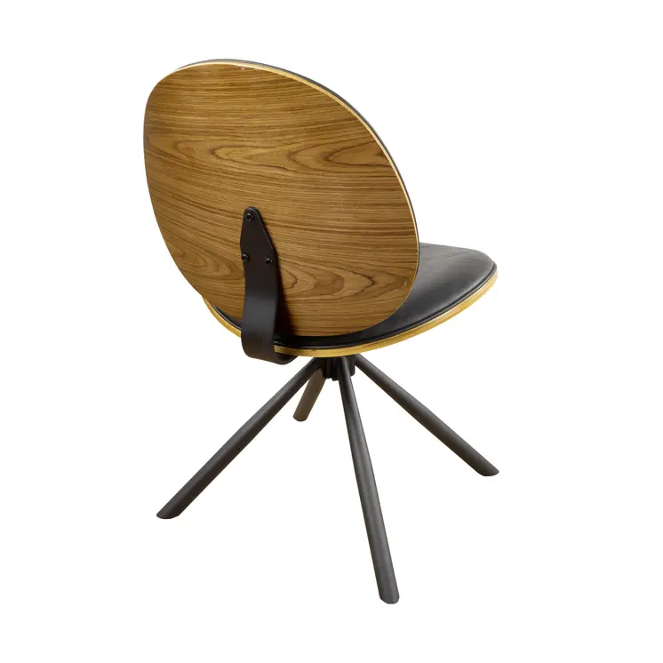 Black Upholstered Faux Leather And Metal Dining Side Chair
