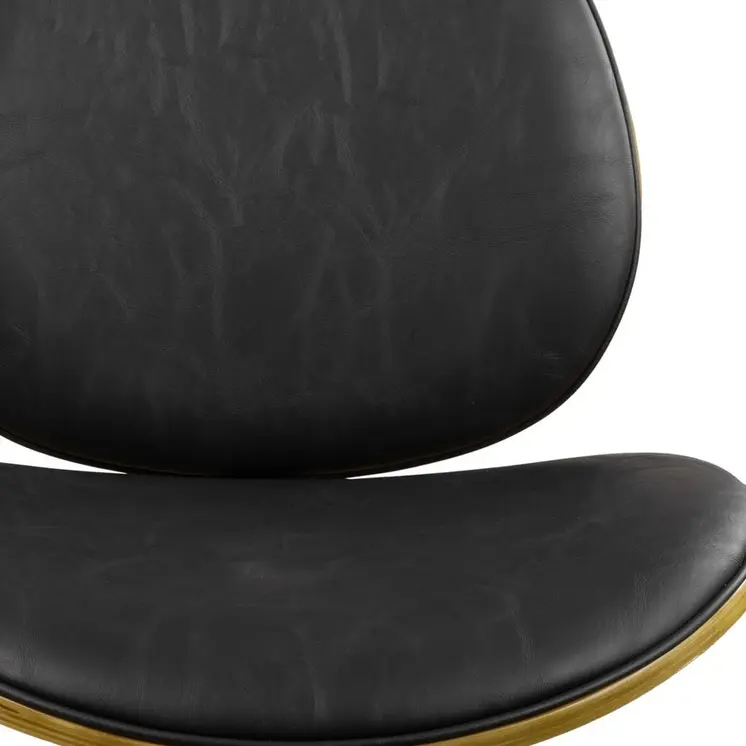 Black Upholstered Faux Leather And Metal Dining Side Chair