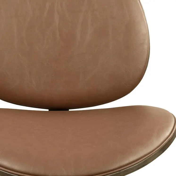 Brown and Black Faux Leather And Metal Dining Side Chair