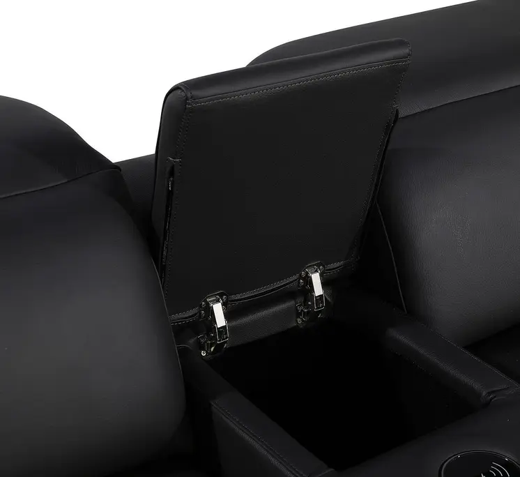 Black Italian Leather Power Reclining U Shaped Twelve Piece Corner Sectional With Console