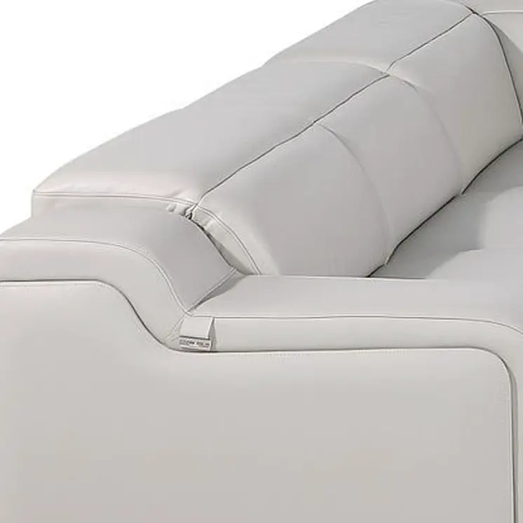 Light Gray Italian Leather Power Reclining U Shaped Eight Piece Corner Sectional With Console