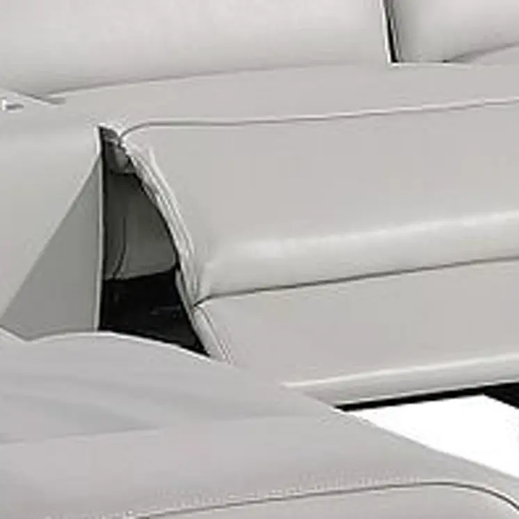 Light Gray Italian Leather Power Reclining U Shaped Ten Piece Corner Sectional With Console