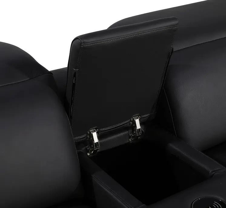 Black Italian Leather Power Reclining U Shaped Ten Piece Corner Sectional With Console