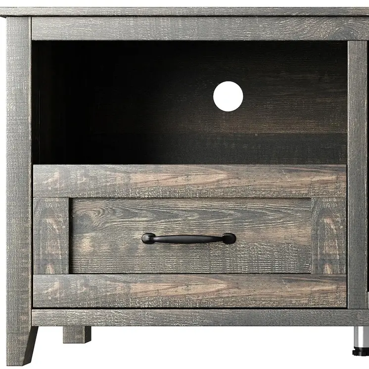 70" Dark Brown Wood Enclosed and Open Storage TV Stand