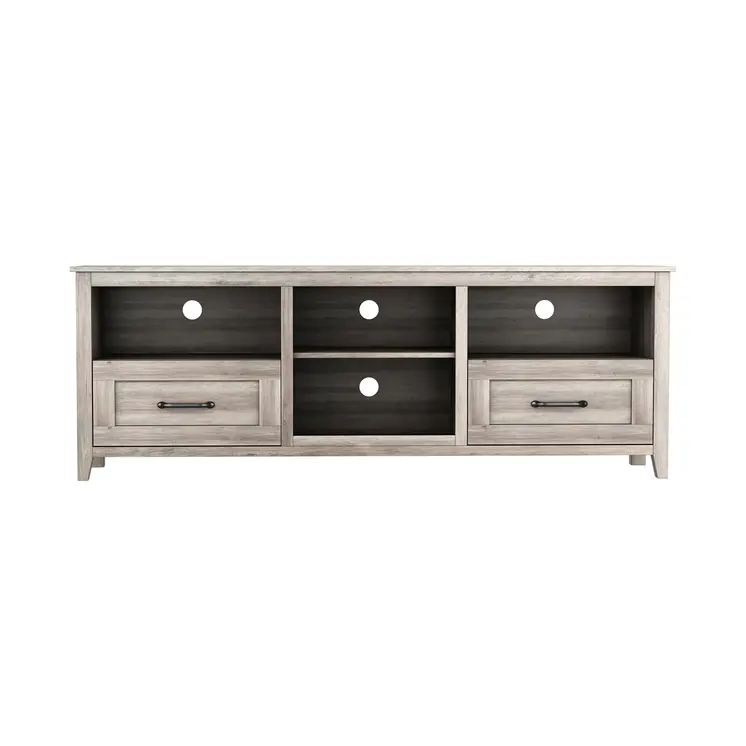 70" Gray Wood Enclosed and Open Storage TV Stand
