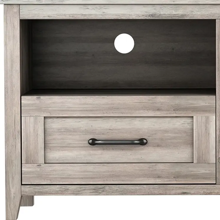 70" Gray Wood Enclosed and Open Storage TV Stand