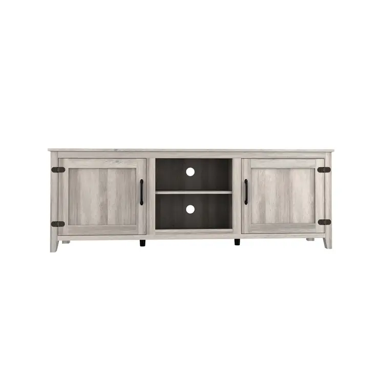70" Gray Wood Enclosed and Open Storage TV Stand