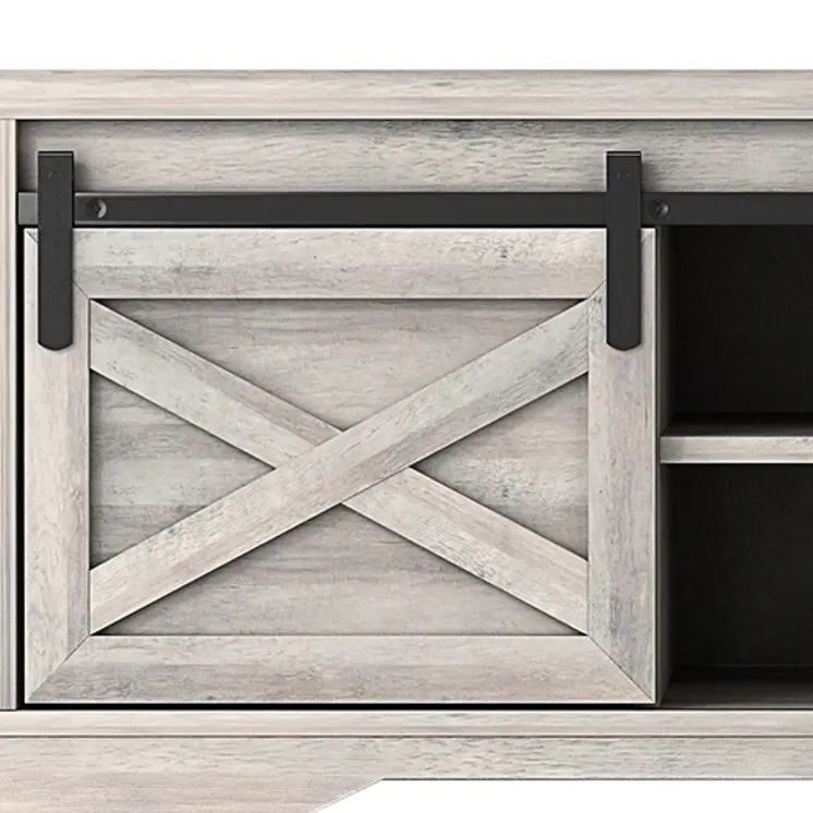 47" Gray Faux Leather Upholstered Storage Bench with Shelves