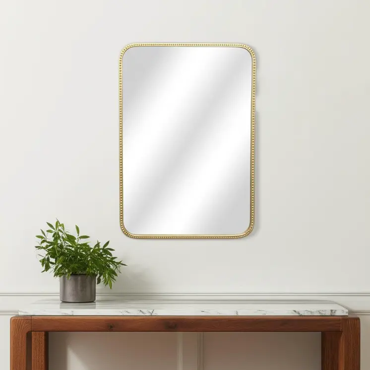 32" Gold Metal Beaded Accent Mirror