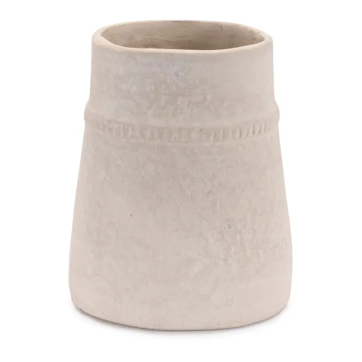 7" Beige Round Resin Table Vase