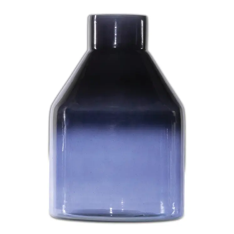 7" Blue Round Glass Table Vase