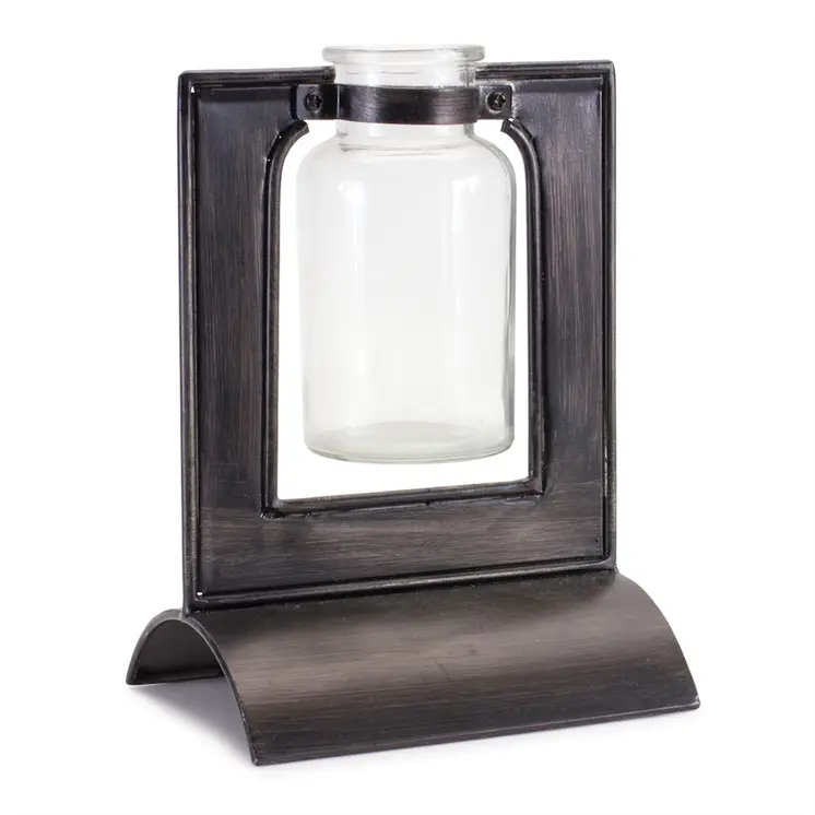 8" Black Round Metal Table Vase