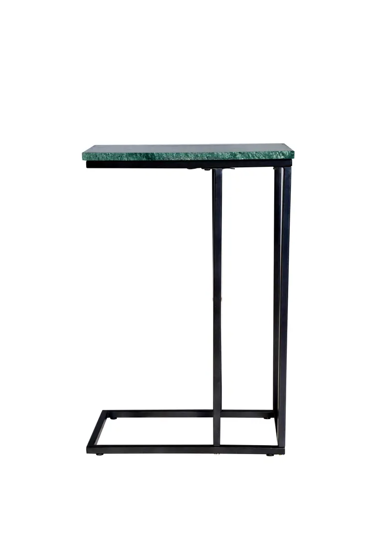 24" Green and Black Marble and Metal End Table