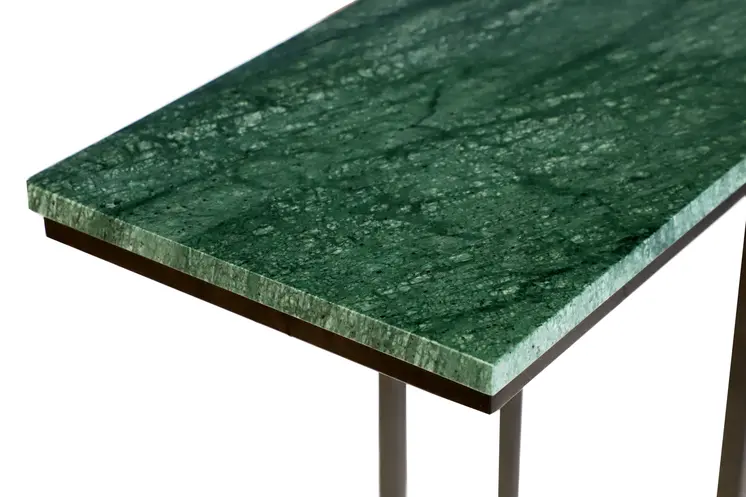 24" Green and Black Marble and Metal End Table
