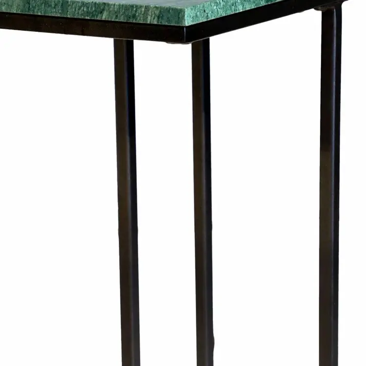 24" Green and Black Marble and Metal End Table