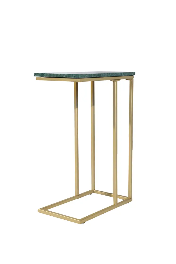 24" Green and Gold Marble and Metal End Table