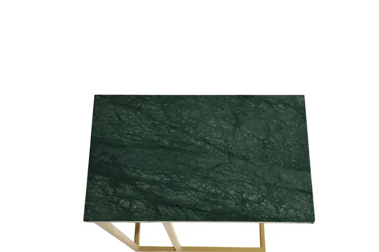 24" Green and Gold Marble and Metal End Table