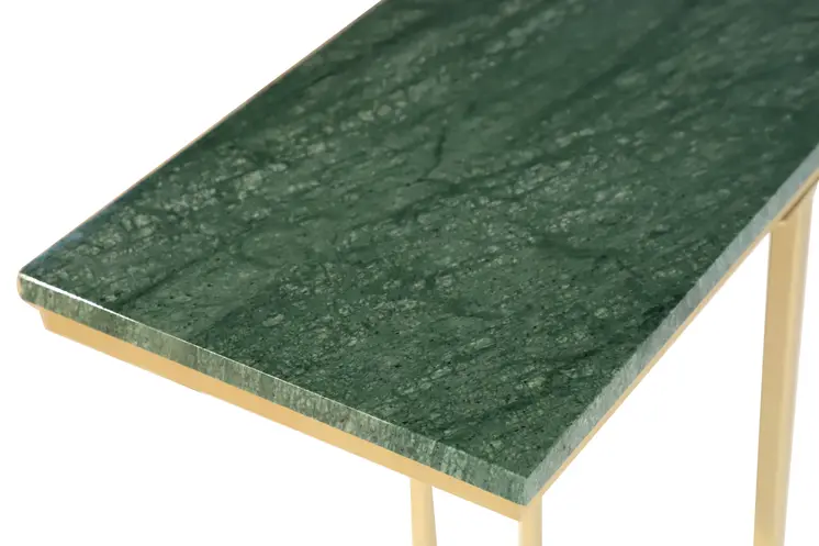 24" Green and Gold Marble and Metal End Table