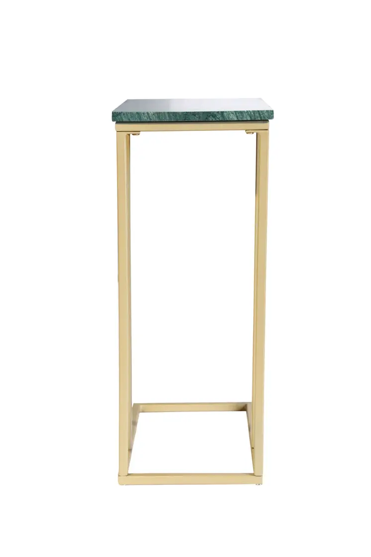 24" Green and Gold Marble and Metal End Table