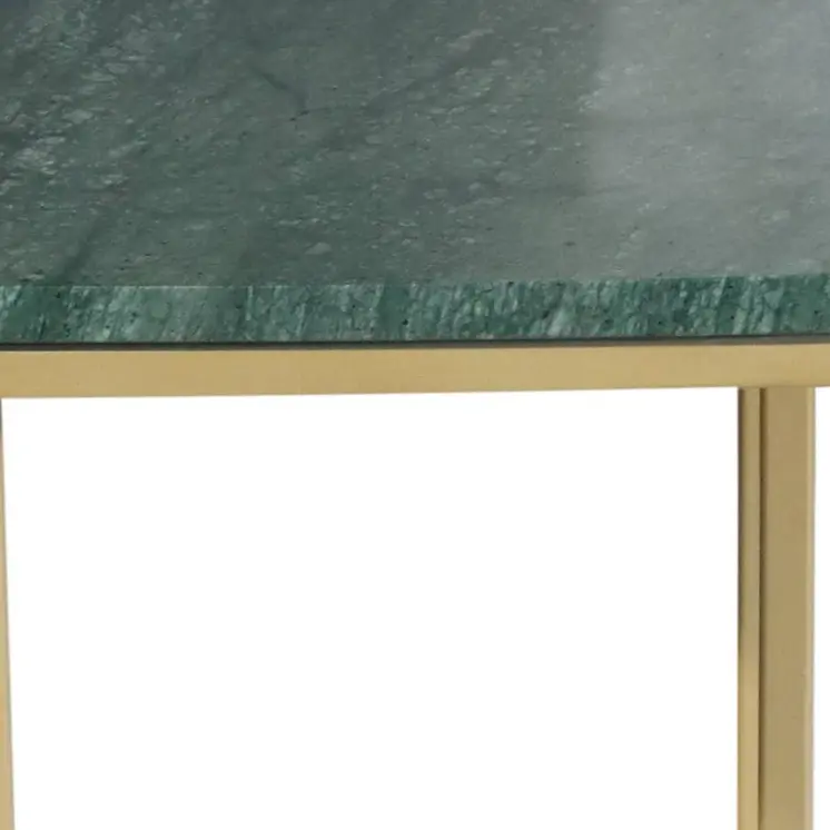 24" Green and Gold Marble and Metal End Table