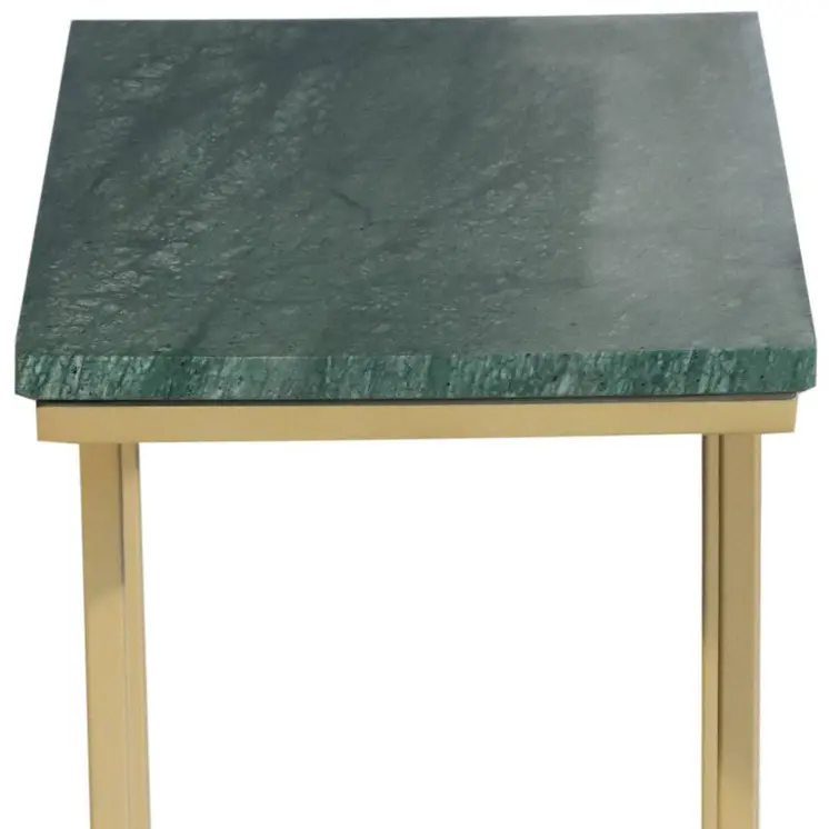 24" Green and Gold Marble and Metal End Table