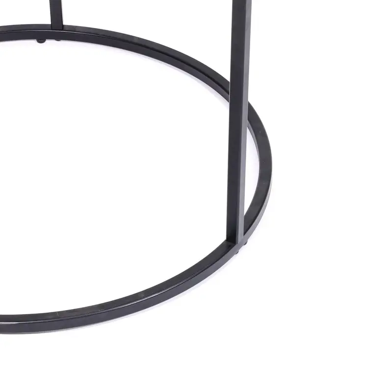 22" Brown and Black Reclaimed Wood and Metal Round Frame End Table