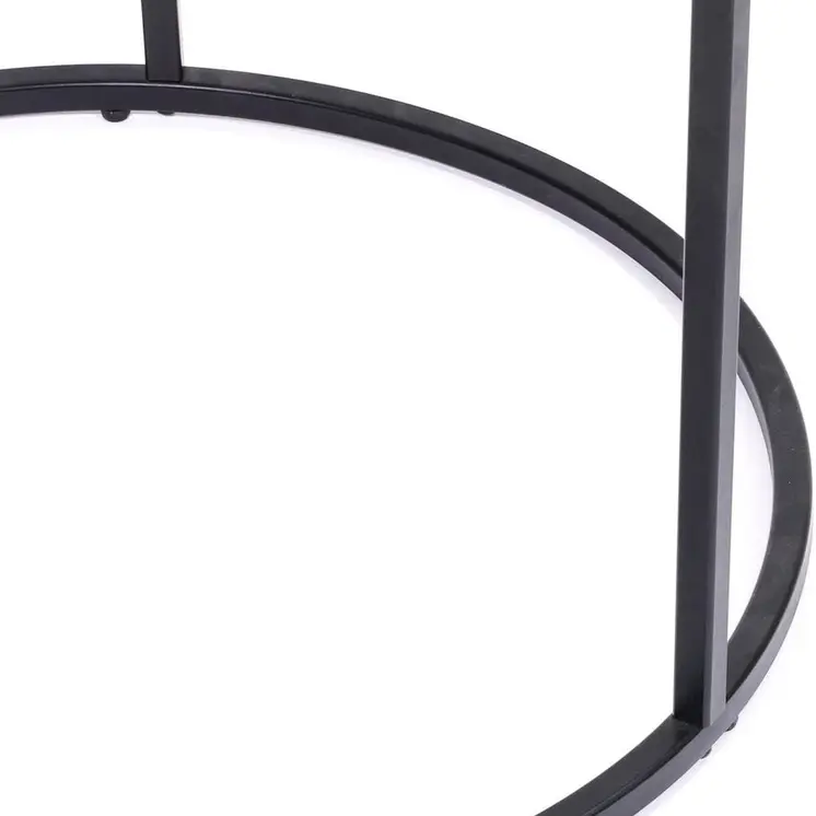 22" Brown and Black Reclaimed Wood and Metal Round Frame End Table