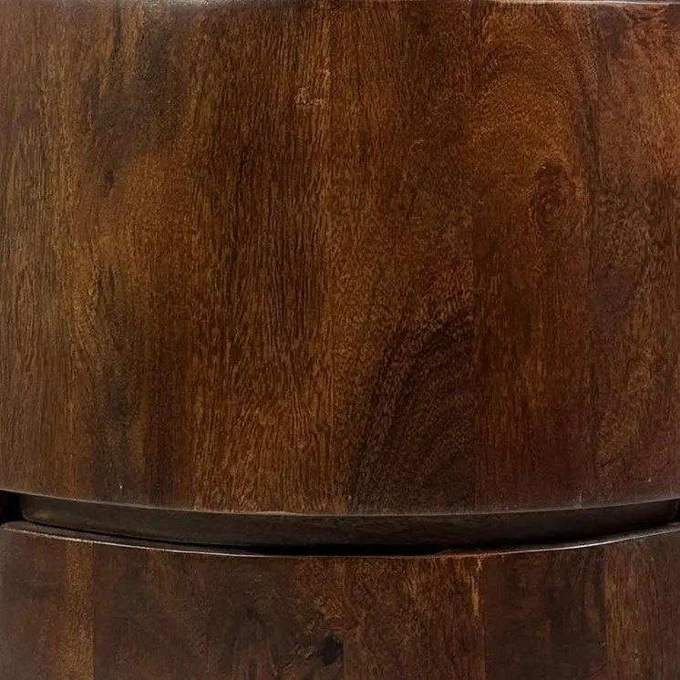 24" Chestnut Solid Wood Round Drum End Table With Two Drawers