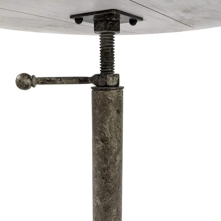 22" Natural and Black Solid Wood and Metal Height Adjustable Round Pedestal End Table