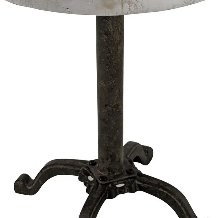 22" Natural and Black Solid Wood and Metal Height Adjustable Round Pedestal End Table