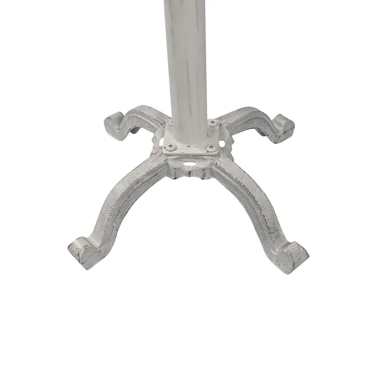 22" White Solid Wood and Metal Height Adjustable Round Pedestal End Table