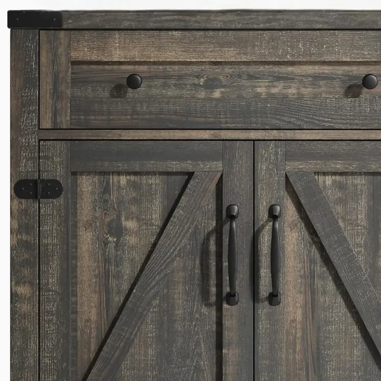 32" Light Brown Wood Accent Cabinet With Two Doors And One Drawer