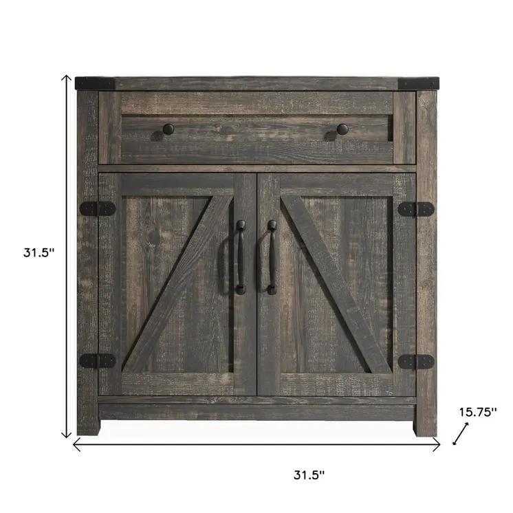 32" Light Brown Wood Accent Cabinet With Two Doors And One Drawer