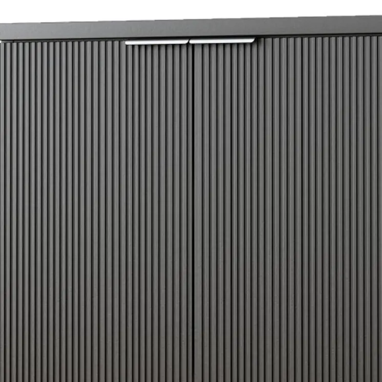 35" Black Wood Textured Door Accent Cabinet With Two Doors