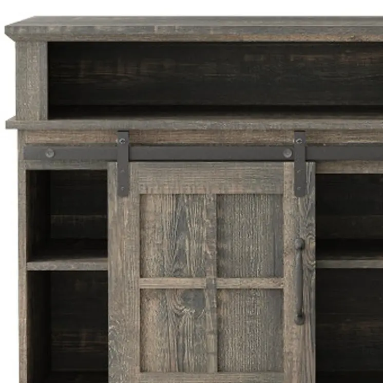 58" Oak Wood Enclosed and Open Storage TV Stand