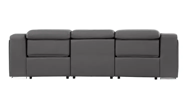 103" Dark Gray Italian Leather Reclining USB Sofa
