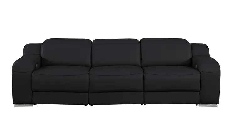 103" Black Italian Leather Reclining USB Sofa