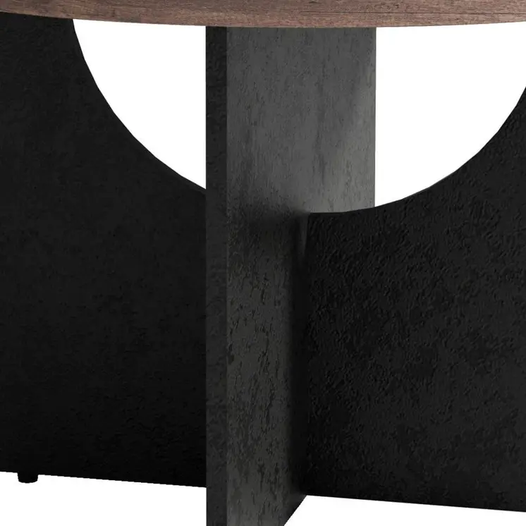 18" Light Brown and Black Wood Round Cross Legs End Table