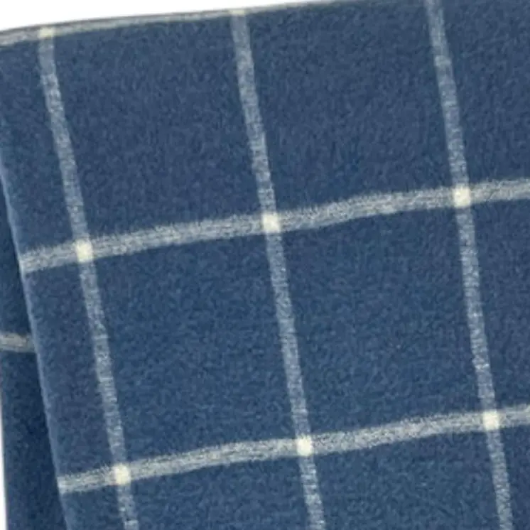 50" X 67" Denim Blue And White Cotton Blend Woven Plaid Throw Blanket with Fringe