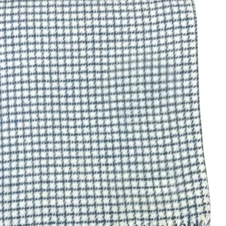 50" X 67" Cream And Denim Blue Cotton Blend Woven Plaid Throw Blanket with Fringe