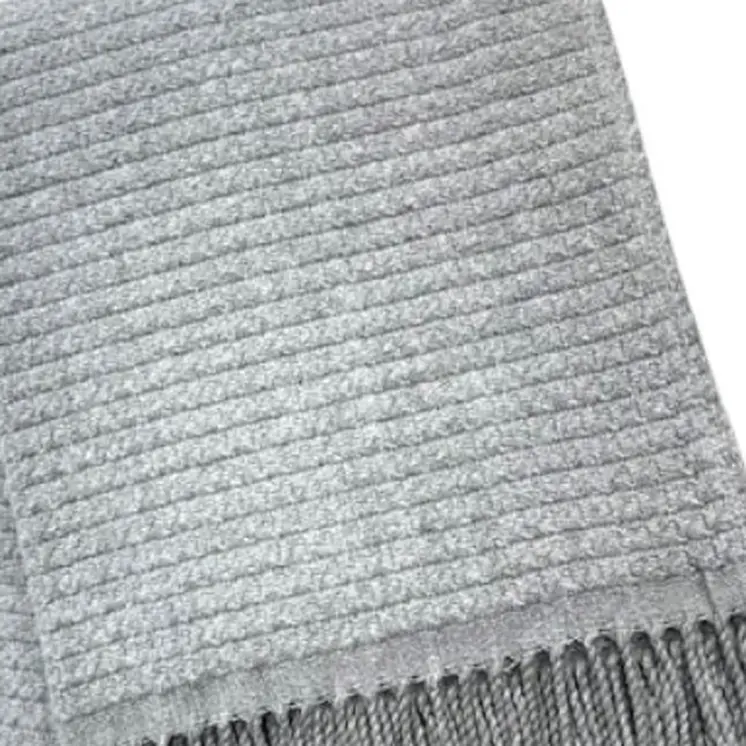 50" X 67" Gray Cotton Blend Woven Throw Blanket with Fringe