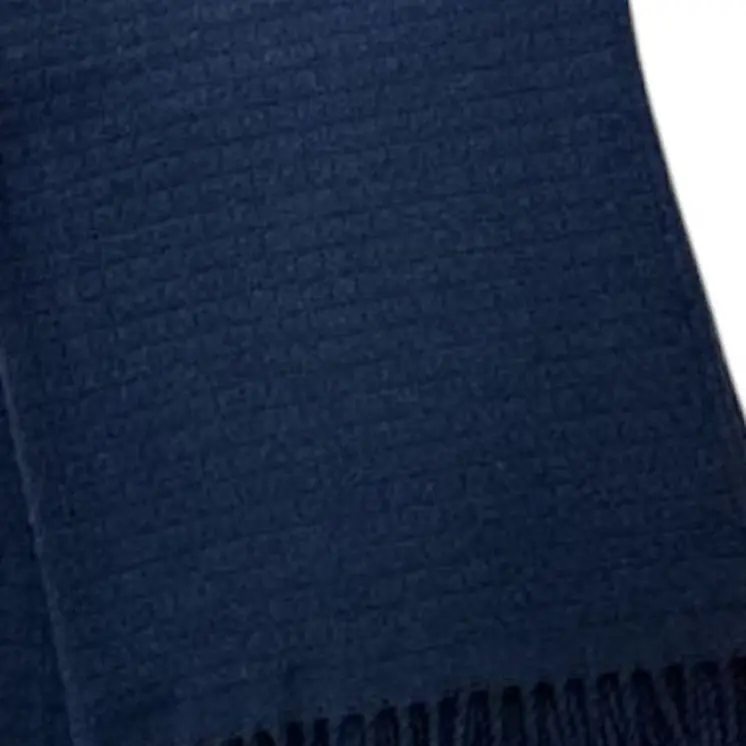 50" X 67" Navy Blue Cotton Blend Woven Throw Blanket with Fringe