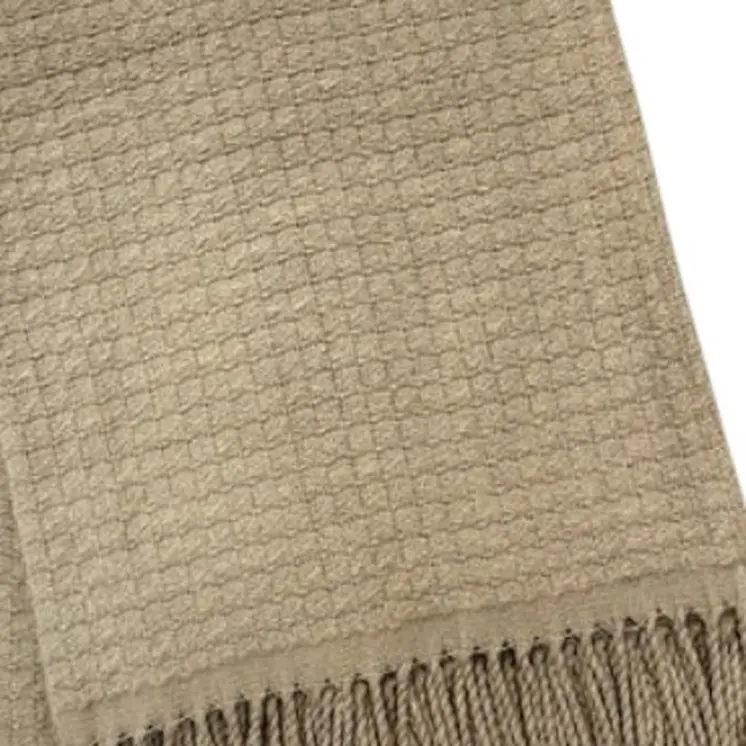 50" X 67" Sand Cotton Blend Woven Throw Blanket with Fringe