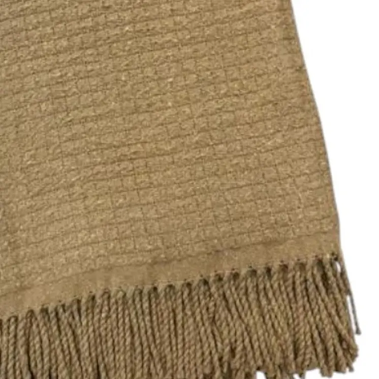 50" X 67" Stone Cotton Blend Woven Throw Blanket with Fringe