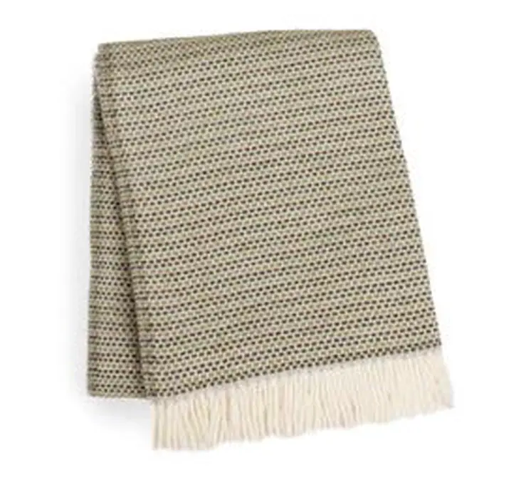 55" X 70" Moss Green Cotton Blend Woven Plush Throw Blanket with Fringe